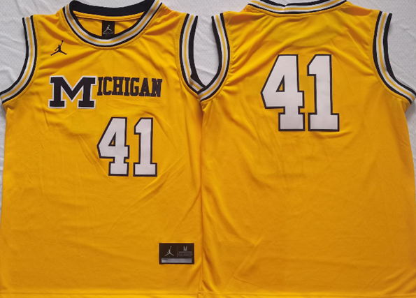 Men's Michigan Wolverines ACTIVE PLAYER Custom Yellow Stitched Jersey